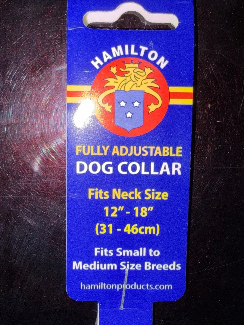 Hamilton Blue and White Adjustable Dog Collar with Patterned Strap